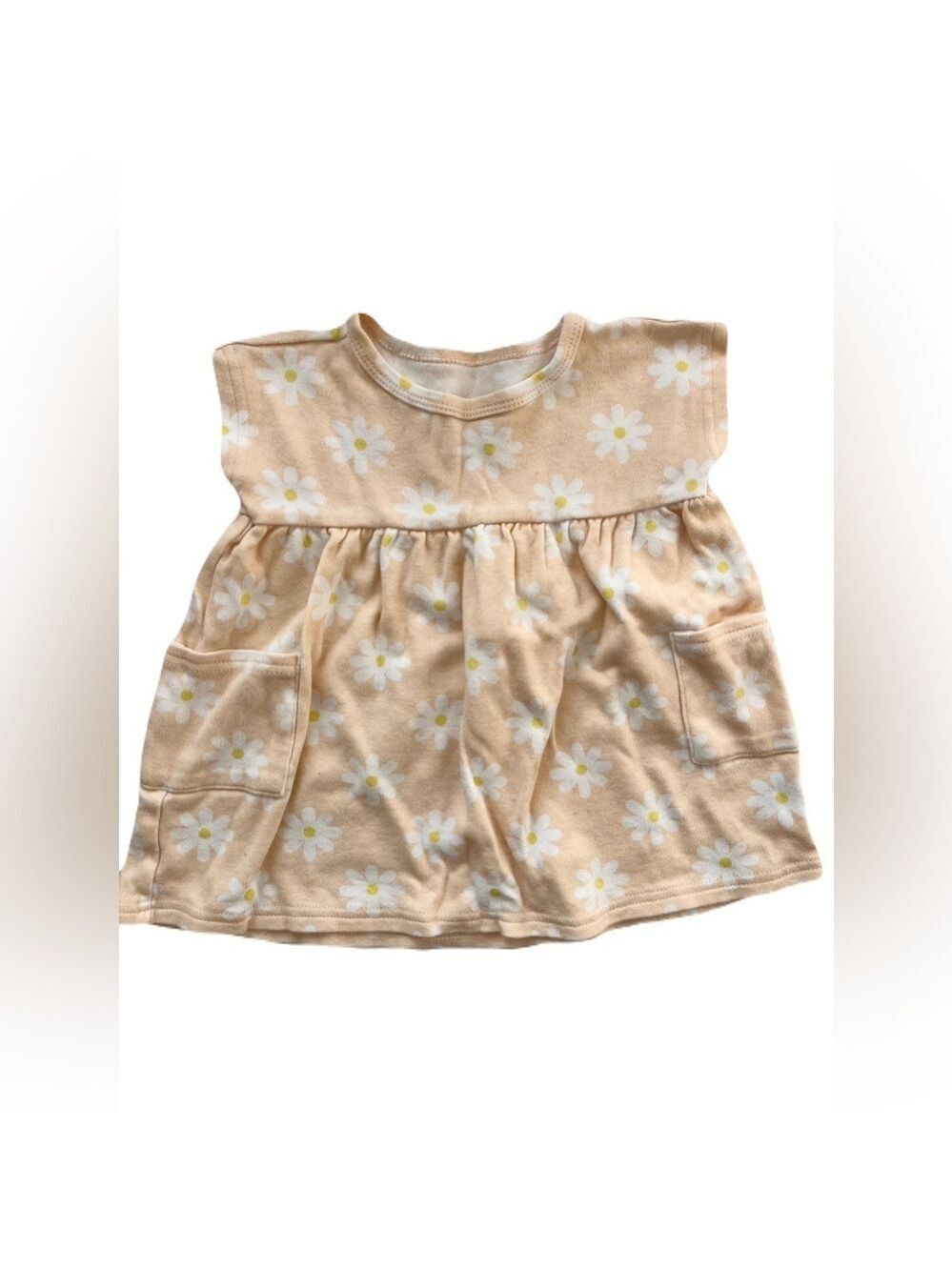 🩵 4/$20 Indigo Kids Dress‎ in Peach with White Floral Pattern